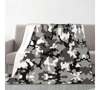Ack Grey White Camo Print Spring Blanket Warm Cozy 70x80 in Flannel Blanket Soft Bedding for Sofa Blanket