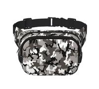 Ack Grey White Camo Print Stylish and Practical Waist Bag,Adjustable,Perfect for Travel,and Outdoor Activities