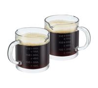 Ackers 2 Pack Measuring Cups, 75ML Espresso Cups with Handle, Espresso Shot Glasses with V-Shaped Mouth, Clear Accessories, Milk Frothing Pitcher