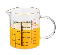 Ackers BORO3.3 Glass Measuring Cup-[Insulated handle | V-Shaped Spout]-Made of High Borosilicate Glass Measuring Cup for Kitchen or Restaurant, Easy to Read, 250 ML (8 Oz, 1 Cup)