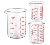 Ackers BORO3.3 High Borosilicate Glass Measuring Cup Set-V-Shaped Spout，Includes 60ml(2OZ), 120ml(4OZ), and 250ml(8OZ) Glass Measuring Beaker for Kitchen or Restaurant, Easy to Read