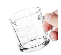 Ackers espresso cup with handle, thickened bottom and wall, double V-shaped spout Glass measuring cup with etched double scale, 75ML Clear Glass Milk Frothing Pitcher, espresso accessory(Pack of 2)