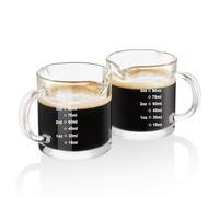 Ackers Etched Scale Espresso cup with Handle, Thickened Bottom and Wall, Double V-Shaped Spout,2.5OZ Milk Frothing Pitcher,75ML Milk Cup with Handle, Espresso Accessory (Pack of 2)