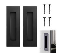 ACKKOR 2 Pcs 150MM Pocket Door Pull Handles, 304 Stainless Steel Sliding Door Handles Recessed Finger Pull for Closet and Large Drawer (Black)