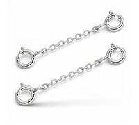 ACKKOR 2 Pcs 3 cm 925 Silver Necklace, Sterling Silver Necklace Extenders Double Link Extension Sterling Chain for Making DIY Handmade Bracelet Anklet Suspender Extension