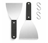 ACKKOR 2 Pcs Griddle Scraper, Stainless Steel Slant Edge Grill Scrapers for Food Service Cleaning for Cooking, BBQ, Pizza, Pancakes, Indoor & Outdoor Use