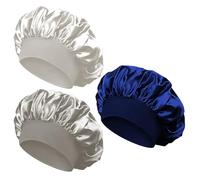 ACKKOR 3 Pcs Silk Bonnet Men, Bonnet for Men Black with Soft Elastic Band Hair Bonnet for Sleeping Cap with Wide Band Reversible Satin for Night & Day (Black, Navy, Grey)