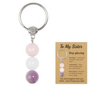 ACKKOR Crystal keychain Sister Birthday Gifts Natural Crystal Keyring With Greeting Card To My Sister Thoughtful Sister Gifts From Sister
