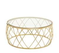 Ackley Coffee Table - Round - Clear Glass - Gold Legs