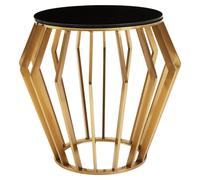 Ackley Side Table - Round - Black Glass - Gold Legs