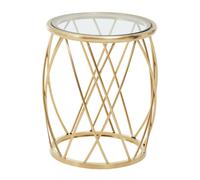 Ackley Side Table - Round - Clear Glass - Gold Legs