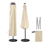 AckMizz Solar Patio Umbrella Cover - Solar Outdoor Umbrella Covers with Folding Rod, Transparent Top Oxford, Parasol Cover For 7.5ft 9ft 10ft 11ft LED Light Table Umbrella (Beige)