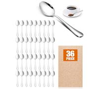 AckMond 36-Piece (13.5 cm, 5.3 inches) Fine Coffee Spoon, Teaspoons, Mirror Polishing Spoon Set （Silver