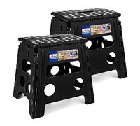 ACKO 2PACK Folding Step Stool - 13" Height Premium Heavy Duty Foldable Stool for Kids and Adults, Kitchen Garden Bathroom Stepping Stool (Black, 2PACK)