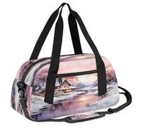 Ackutea A House by The River in The Snowy Forest Kids Duffle Bag Boys Girls for Overnight Travel Gym Sport, Small Duffle Bag for Kids