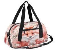 Ackutea Artistic Painting of A Pink Fox Among Pink Flowers Kids Duffle Bag Boys Girls for Overnight Travel Gym Sport, Small Duffle Bag for Kids