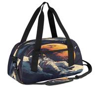 Ackutea Astronaut Lying On The Alien Ground to Rest Kids Duffle Bag Boys Girls for Overnight Travel Gym Sport, Small Duffle Bag for Kids