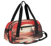 Ackutea Bamboo by The River at Sunset Kids Duffle Bag Boys Girls for Overnight Travel Gym Sport, Small Duffle Bag for Kids