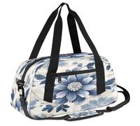 Ackutea Big Blue Flower Art Painting Kids Duffle Bag Boys Girls for Overnight Travel Gym Sport, Small Duffle Bag for Kids