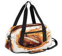 Ackutea Burning American Football Kids Duffle Bag Boys Girls for Overnight Travel Gym Sport, Small Duffle Bag for Kids
