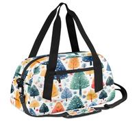 Ackutea Cartoon Colorful Big Tree in The Snow Kids Duffle Bag Boys Girls for Overnight Travel Gym Sport, Small Duffle Bag for Kids