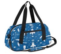 Ackutea Cartoon Rocket Ship in The Starry Sky Kids Duffle Bag Boys Girls for Overnight Travel Gym Sport, Small Duffle Bag for Kids