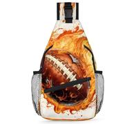 Ackutea Cross Chest Bag Diagonally For Women Men, Burning American Football Crossbody Bags For Travel Hiking Daypack