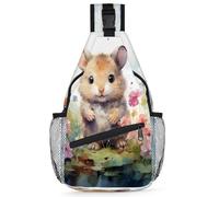 Ackutea Cross Chest Bag Diagonally For Women Men, Oil Painting Of A Little Field Mouse In The Flowers Crossbody Bags For Travel Hiking Daypack