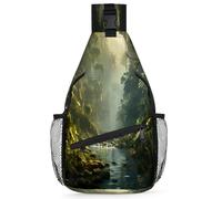 Ackutea Cross Chest Bag Diagonally For Women Men, Sunlight Shines Into The Primeval Forest Crossbody Bags For Travel Hiking Daypack