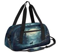Ackutea Deer Under The Moon in The Forest at Night Kids Duffle Bag Boys Girls for Overnight Travel Gym Sport, Small Duffle Bag for Kids