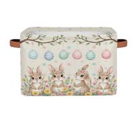 Ackutea Easter Bunny Storage Baskets - Cute Spring Rabbit Eggs Large Collapsible Rectangle Shelf Closet Organizer Bins for Kids Clothes, Book, Toys, Bedroom, Bathroom, Nursery Decor, Gift Basket