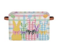 Ackutea Easter Storage Baskets for Kids - Cute Bunny Rabbit Eggs Large Collapsible Rectangle Shelf Closet Organizer Bins for Toys, Clothes, Book, Nursery, Spring Decoration, Easter Gifts