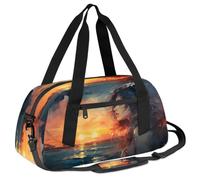 Ackutea Girl by The River at Sunset with White Clouds Kids Duffle Bag Boys Girls for Overnight Travel Gym Sport, Small Duffle Bag for Kids
