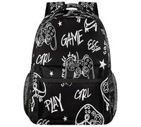 Ackutea Kids Backpack for Boys - School Bag Laptop Backpack College Bookbag for Children Teens Elementary Middle School, Black Video Game, Daypack Backpacks