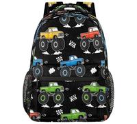 Ackutea Kids Backpack for Boys - School Bag Laptop Backpack College Bookbag for Children Teens Elementary Middle School, Monster Car Truck, Daypack Backpacks