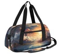 Ackutea Lake Under The Sky with White Clouds at Sunset Kids Duffle Bag Boys Girls for Overnight Travel Gym Sport, Small Duffle Bag for Kids