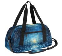 Ackutea Light Behind The Abstract Blue Lines Kids Duffle Bag Boys Girls for Overnight Travel Gym Sport, Small Duffle Bag for Kids
