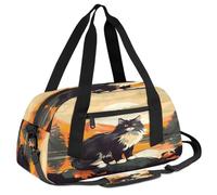 Ackutea Long-haired Cat On The Stone in The Lake at Sunset Kids Duffle Bag Boys Girls for Overnight Travel Gym Sport, Small Duffle Bag for Kids
