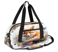 Ackutea Oil Painting of A Fox Lying in The Flowers Kids Duffle Bag Boys Girls for Overnight Travel Gym Sport, Small Duffle Bag for Kids