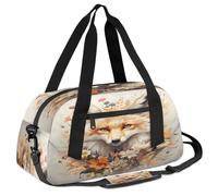 Ackutea Oil Painting of A Long-haired Fox Among Flowers Kids Duffle Bag Boys Girls for Overnight Travel Gym Sport, Small Duffle Bag for Kids