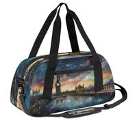 Ackutea Oil Painting of Big Ben Under Colorful Starry Sky Kids Duffle Bag Boys Girls for Overnight Travel Gym Sport, Small Duffle Bag for Kids