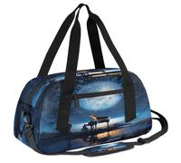Ackutea Piano and People On The Seaside Kids Duffle Bag Boys Girls for Overnight Travel Gym Sport, Small Duffle Bag for Kids
