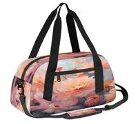 Ackutea Pink Big Flower Oil Painting Kids Duffle Bag Boys Girls for Overnight Travel Gym Sport, Small Duffle Bag for Kids