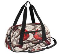 Ackutea Red Bird Standing On A Thick Branch Kids Duffle Bag Boys Girls for Overnight Travel Gym Sport, Small Duffle Bag for Kids
