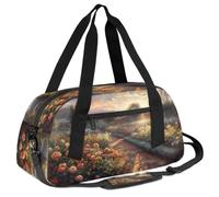 Ackutea Sunrise Sunlight Shining Into The Garden Oil Painting Kids Duffle Bag Boys Girls for Overnight Travel Gym Sport, Small Duffle Bag for Kids