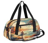 Ackutea The Man with a Surfboard Kids Duffle Bag Boys Girls for Overnight Travel Gym Sport, Small Duffle Bag for Kids