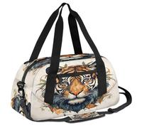 Ackutea Tiger in A Wreath of Leaves Kids Duffle Bag Boys Girls for Overnight Travel Gym Sport, Small Duffle Bag for Kids