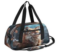 Ackutea Yellow Fox Looking at The Sky in The Snow Kids Duffle Bag Boys Girls for Overnight Travel Gym Sport, Small Duffle Bag for Kids