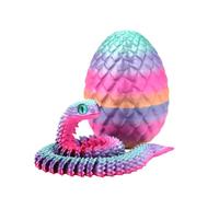 Ackygetrich 3D Printed Snake, Articular Mobility 3D Printed Animal,fidget toy snakes for kids plastic snake toy A snake with eggshells easter gifts (Rainbow color)