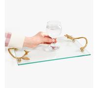 ACL Serving Tray with Golden Handles, Glass Decorative Tray, Coffee Table Tray, Luxury Display Tray Serving Platter for Home and Restaurant (Large)